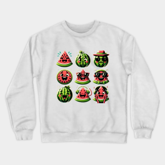 Watermelon Characters Crewneck Sweatshirt by TooplesArt